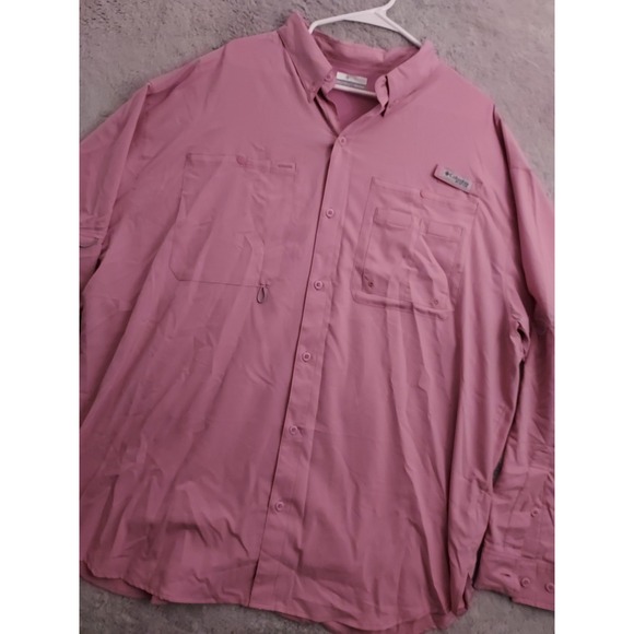 Columbia PFG Shirt Men 2XL XXL Crystal Spring Fishing Boating Vented Hiking Pink - Picture 1 of 10